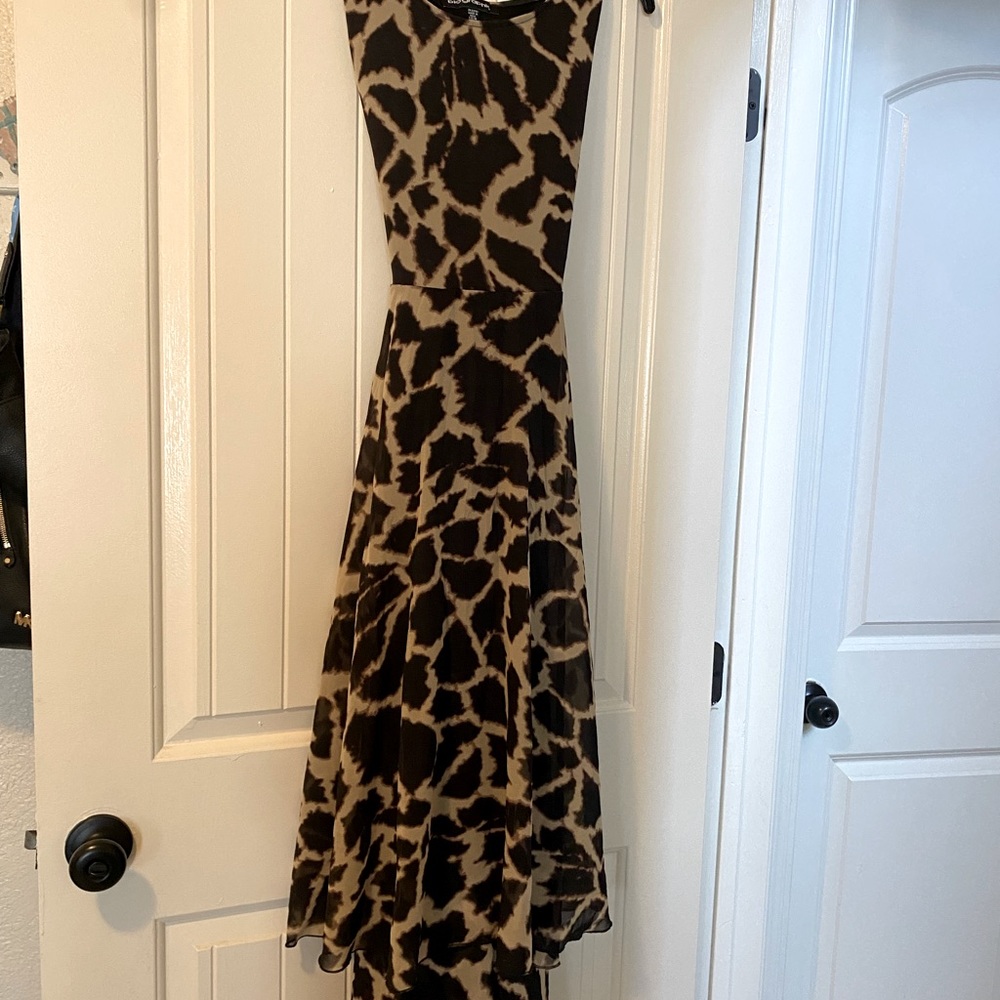 Medium animal print mendi dress silky round  skirt lined dress